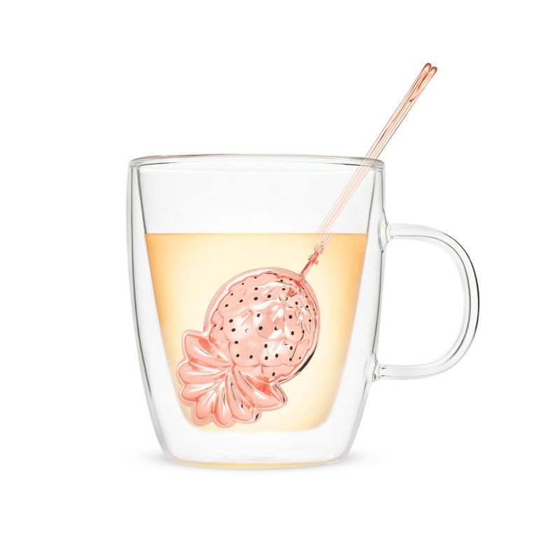 Pinky Up Pineapple Shaped Tea Ball, Reusable Loose Leaf Tea Infuser, Brew Tea with ease, Stainless Steel, Rose Gold, 4 of 7