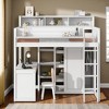 Wood Twin Loft Bed with Desk, Wardrobe, Storage Cabinets and Shelves, Space-Saving Study Bed Frame for Kids - 2 of 4