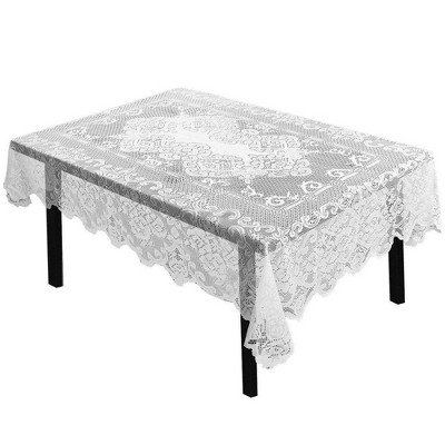 Juvale Lace Rectangular Tablecloth with Elegant Floral Patterns for Parties, Weddings, Baby Showers, Dining Tables, White, 54 x 71 Inches