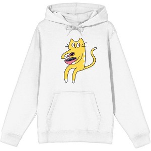 Derpy Kitty Cat With Pink Bowl Adult Long Sleeve Hoodie - 1 of 2