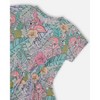 Deux par Deux Girl Printed French Terry Dress Lilac Tropical and Pink Flamingos - 4 of 4