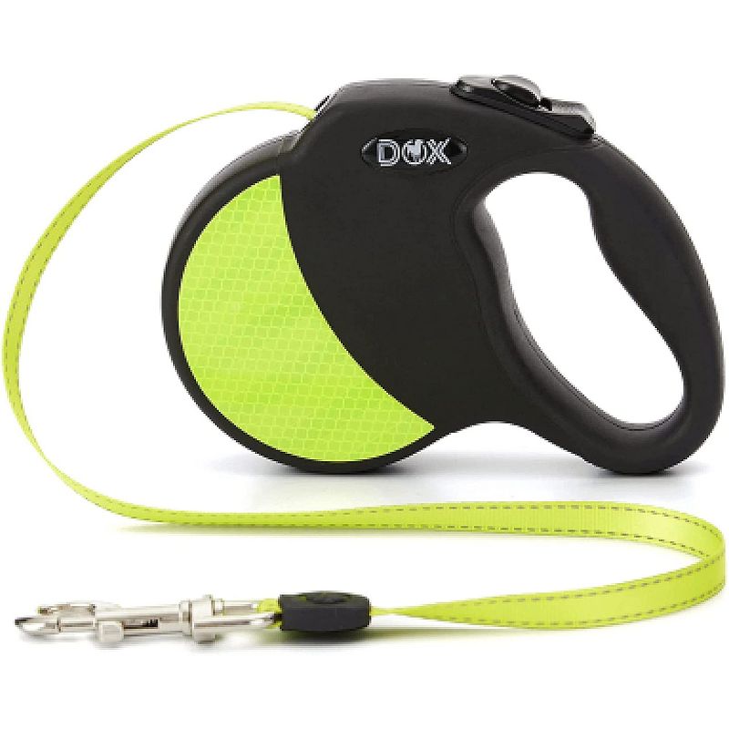 DDOXX 13.1 ft Retractable Small Dog Leashwith Strong Reflective Nylon Strips and Break & Lock System - Black & Yellow, 1 of 7