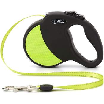 DDOXX 13.1 ft Retractable Small Dog Leashwith Strong Reflective Nylon Strips and Break & Lock System - Black & Yellow