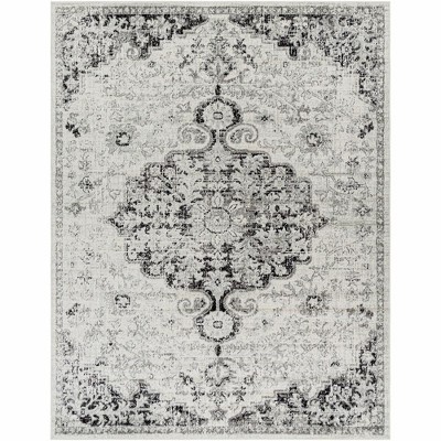 Mark & Day Olivia 7'10"x10'3" Rectangle Woven Indoor Area Rugs Black Gray: Traditional Medallion, Stain-Resistant, Pet Friendly