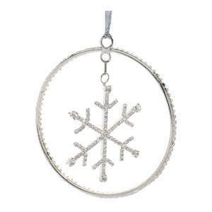 Snowflake Disc Ornament (Set of 12) 4"H Iron/Glass Beads - 1 of 4