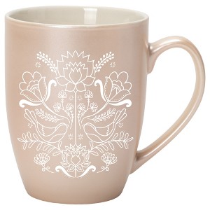 Elanze Designs Damask Threaded Floral Birds Precious Pearl 10 ounce New Bone China Coffee Cup Mug - 1 of 1