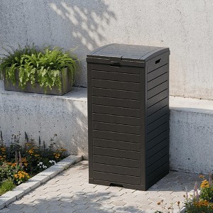 MAYEERTY 31 Gallon Large Capacity Outdoor Deck Box for Patio Furniture Cushions, Pillow with Wheels, Black - 1 of 4