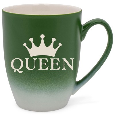 100 North Crown Royalty 10 Ounce Green and White Two Toned Ombre, Comfortably Fits Your Hands, Ceramic Tea Coffee Cup Mug, Queen