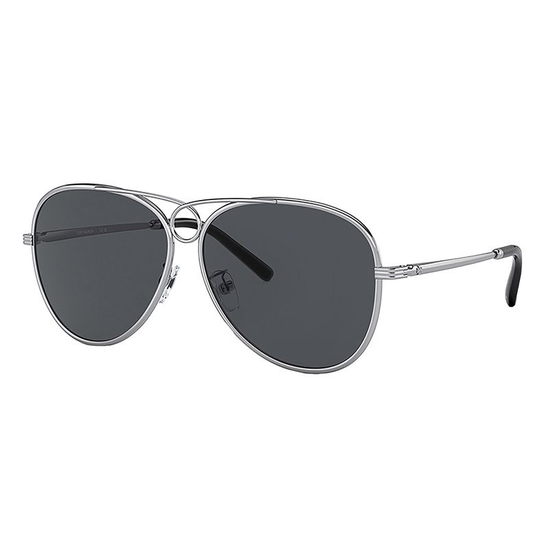 Tory Burch TY 6093 331187 Womens Pilot Sunglasses Silver 59mm, 1 of 4