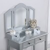 KTMBDW Vanity Table Set with Tri-Folding Mirror, Makeup Vanity, Vanity Desk with Mirror and Cushioned Stool, Makeup Table with 4 Drawers - 3 of 4