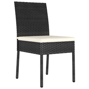 vidaXL Black Patio Dining Chairs – 4 pcs Set, Poly Rattan Material with Powder-Coated Steel - Includes Cream Colored Cushions for Outdoor Use - 1 of 4