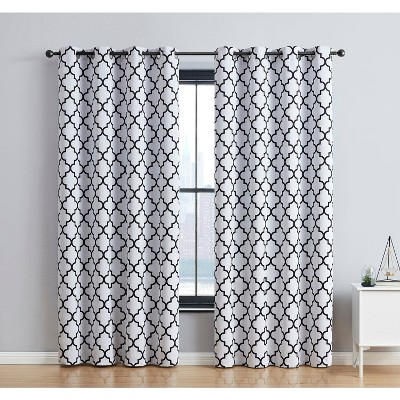 HLC.ME Lattice Print Design Curtains Light Reducing Insulating Grommet Window Treatments Curtains - Set of 2