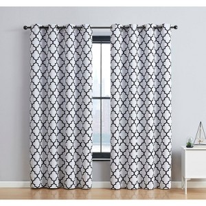 HLC.ME Lattice Print Design Curtains Light Reducing Insulating Grommet Window Treatments Curtains - Set of 2 - 1 of 4
