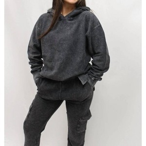 Women's Washed Corded Pullover Hoodie - MOON RYDER - 1 of 2