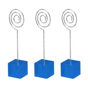 Unique Bargains Metal Resin Cube Base Circle Shape Pictures Memo Place Card Holders 3 Pcs - 1 of 4