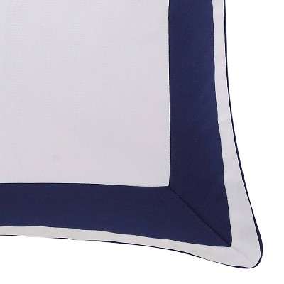 Navy and White Cotton Euro Pillow Sham