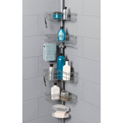 Zenna Home Rustproof Tension Pole Shower Caddy with 4 Baskets in