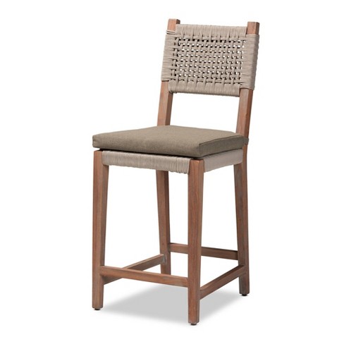 Heyna Woven Rope Mahogany Counter Height Barstool Gray natural Bali Pari Indonesia Crafted No Assembly Required Target