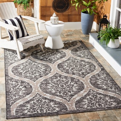 Black and Gray Synthetic Rectangular Non-slip Area Rug