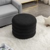VisioGear Round Storage Ottoman, Velvet Fabric Storage Round Ottoman Footstool with Wooden Shelving, Black, 22.44"*22.44"*16.14" - 4 of 4