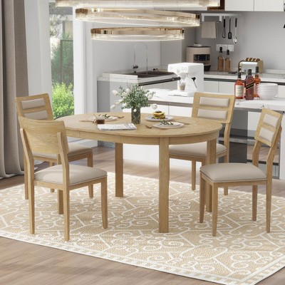 Tangkula 5 Piece Dining Set Wood Metal Table And Chairs Kitchen ...