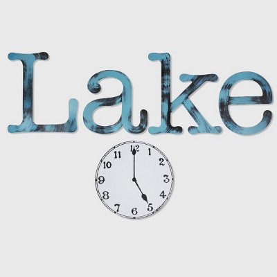 40"x9" Hand Painted 3D Wall Sculpture Lake Time Blue Radiance - Letter2Word