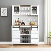 70" Tall Farmhouse Coffee Bar Cabinet with Hutch, Wine Rack, Sliding Barn Doors, Buffet Sideboard - 4 of 4