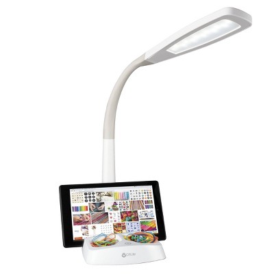 White Adjustable LED Desk Lamp with USB Charging Station