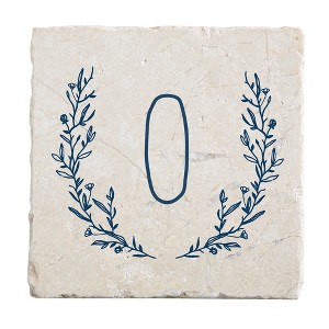 Personalization Mall Farmhouse Floral Personalized Letter Tumbled Stone Coaster Set - 1 of 1