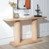 HDZNVF 59in Modern Minimalist Wooden Natural Console Table with Column Pedestal Design - 2 of 4