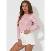 Allegra K Women's Long Sleeve Puff Sleeve Party Glitter Shiny Metallic Tops - 2 of 4