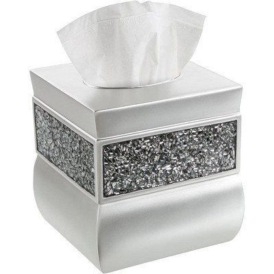 Creative Scents Brushed Nickel Tissue Box Cover Square