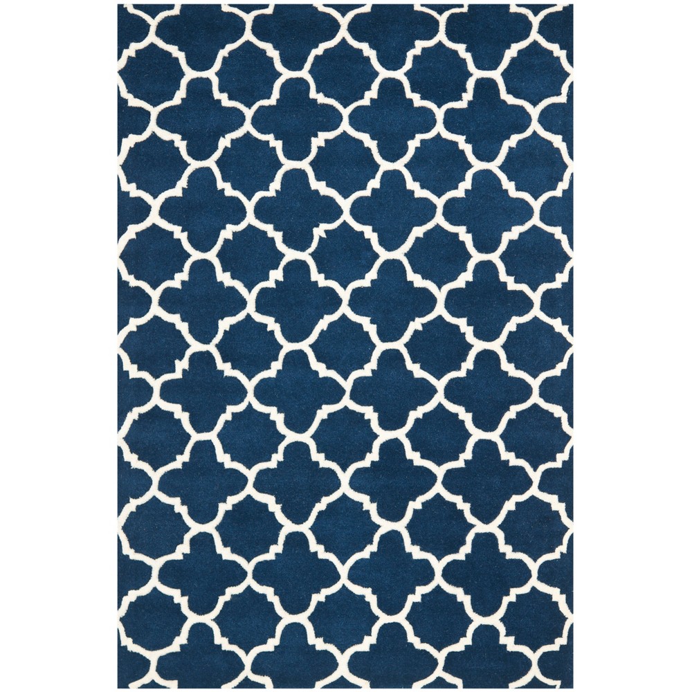 3'x5' Tufted Quatrefoil Design Accent Rug Dark Blue - Safavieh