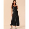 cheibear Women's Sleeveless Camisole V Neck Sleepwear Lace Trim Lounge Maxi Pajamas Nightgowns - 2 of 4