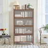 KTMBDW 44/57'' Tall Metal Bookshelf with 3/4 Flip Doors, Metal Bookcase, Kitchen Storage Cabinet with Storage Space for Bedroom, Office, Living Room - 2 of 4