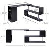55" 360 Degree Rotating Corner Computer Desk Modern L-Shaped Home Office Workstation with 3-Tier Storage Shelves, Bookshelf - 3 of 4