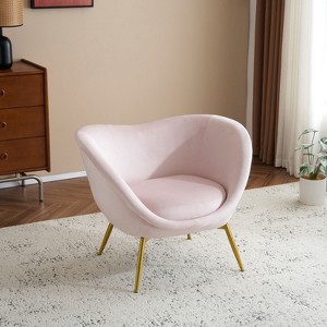 Modern Accent Chair for Living Room, Lounge Chair for Bedroom with Gold Metal Legs, Vanity Chair for Makeup Room-Christopher Knight Home - 1 of 4