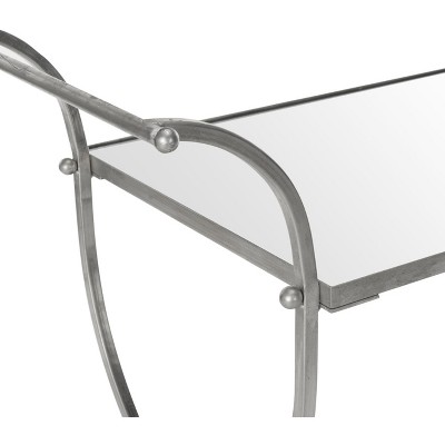 Elegant Transitional 2-Tier Mirrored Bar Cart with Silver Frame