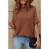 I AM A FASHION JUNKY Coffee Mock Neck Short Batwing Sleeve Sweater Apricot S - 4 of 4