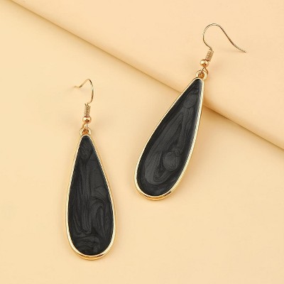 Paaaawaters 1 pair of women's fashion dangling earrings retro classic black oil drop geometric water drop metal pendant earrings suitable