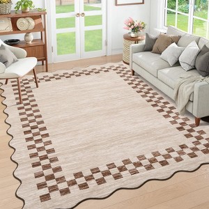 Washable Area Rug for Living Room, Modern Floor Rug with Non Slip Backing, Low Pile Stain Resistant Floor Carpet for Dorm Office Decor - 1 of 4