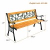 Costway Patio Park Garden Bench Porch Chair Outdoor Deck Cast Iron Hardwood Rose - 2 of 4