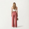 Anna-Kaci Women's Textured Knit Pants with Wide Leg Silhouette and Stretch Waistband Featuring Decorative Button Front Detail - 3 of 4