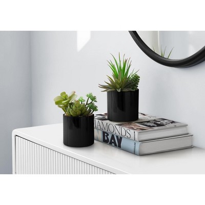 NicBex Artificial Succulent Plant 2PC, 7" H Fake Plants in Pots, Tabletop Faux Plants Indoor for Living Room/Office/Windowsill Decor