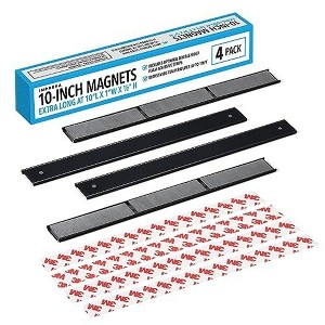 Impresa [4 Pack] Extra Long Magnets with Optional Adhesive Back for Fireplace Blocker Blanket Fireplace Insulation - 10 Inch - 1 of 4