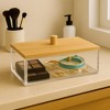 Acrylic Makeup Organizer with Bamboo Lid, Clear Nonslip Rectangular Cosmetic Storage Box for Bathroom & Vanity, Durable & Stylish Countertop Organizer - 2 of 2