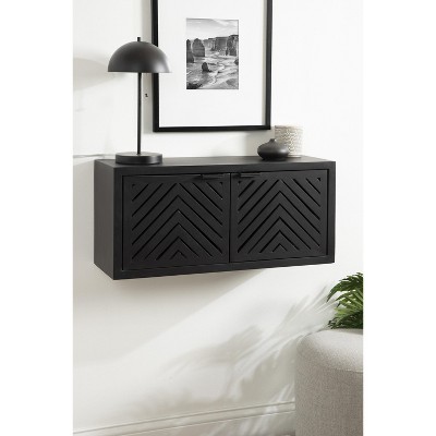Black Mango Wood 2-Door Wall Cabinet, 30x10x14