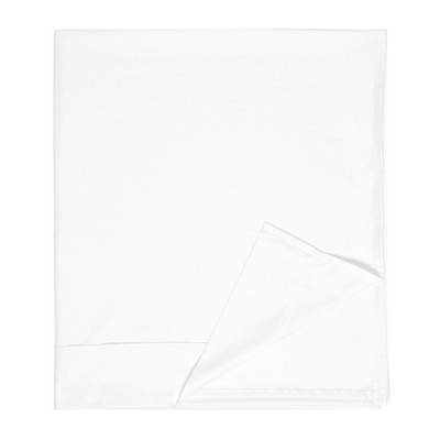 Full Bright White Cotton Sateen Flat Sheet