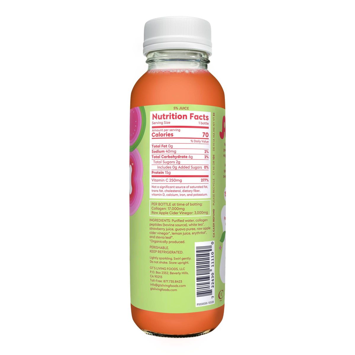 GT's Aura Strawberry Guava Collagen Protein - 10 fl oz - thumbnail 2
