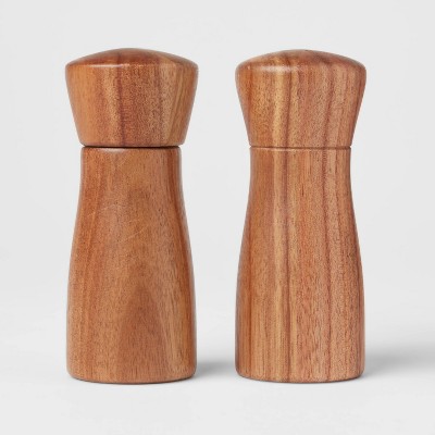 2pc Acacia Indented Salt Shaker and Pepper Grinder Set - Threshold™